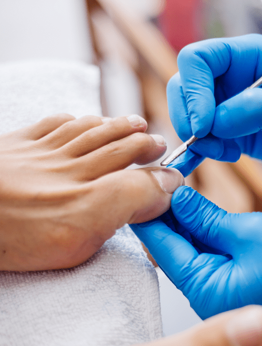 pedicure process home salon pedicure foot care treatment nail process professional pedicures master blue gloves make pedicure 3 min
